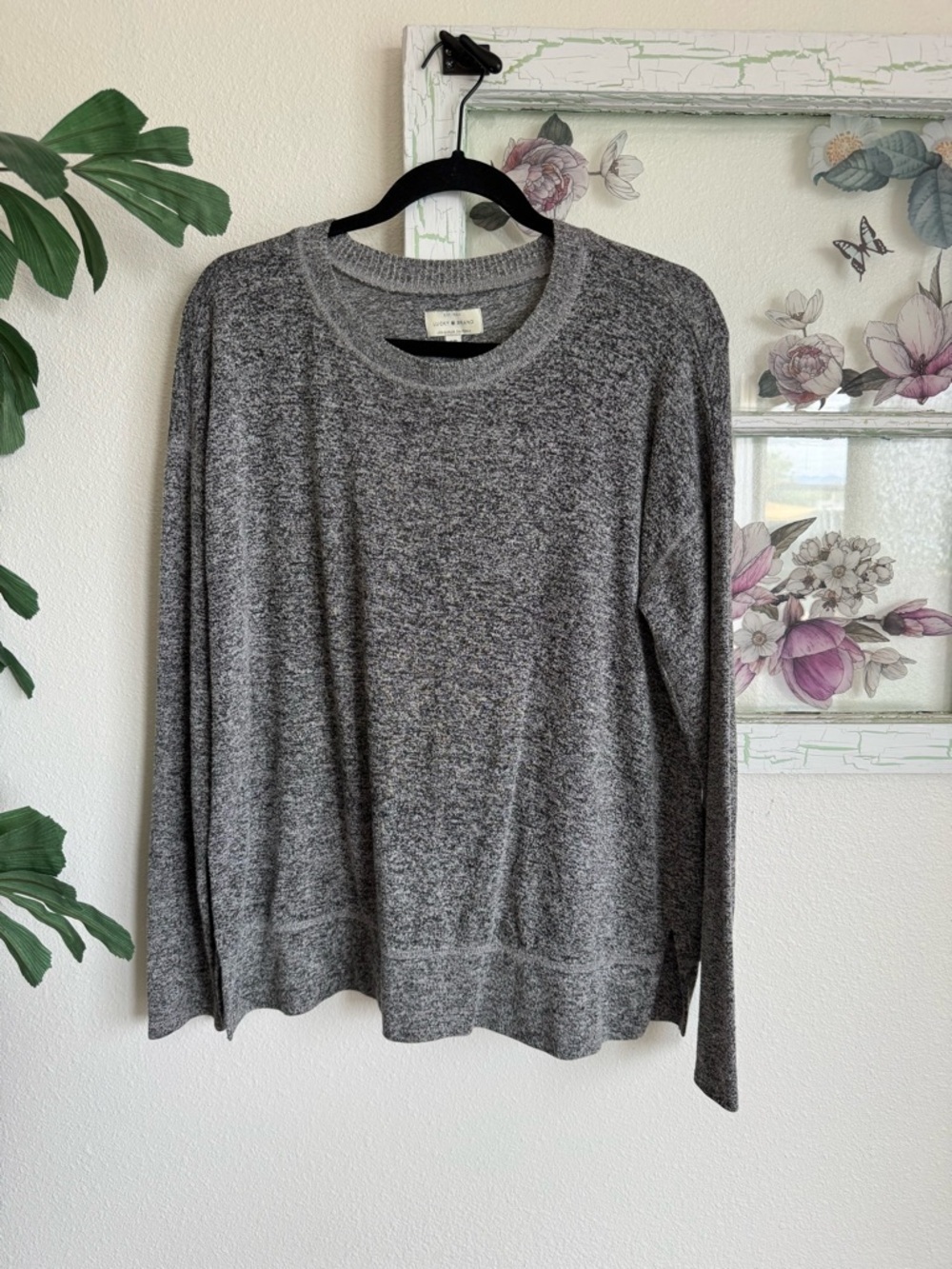 Lucky Brand Gray Marled Crewneck Sweater Size Small